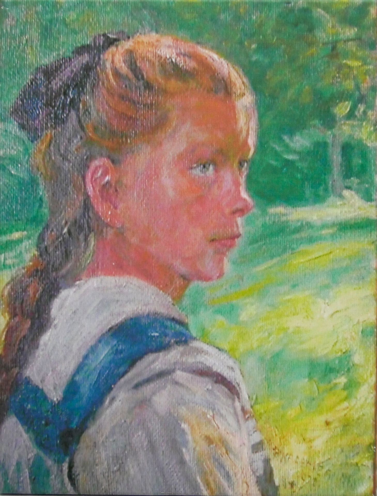 Druckgrafik nach einem Gemälde von P. Krämer "Mädchen" Maße: Höhe ca. 50 cm, Breite ca. 40 cm
