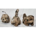 Drei alte Aufzieh - Figuren, Wildkatzen, ohne Schlüssel, ca. 60er Jahre, Höhe: bis ca. 13 cm.