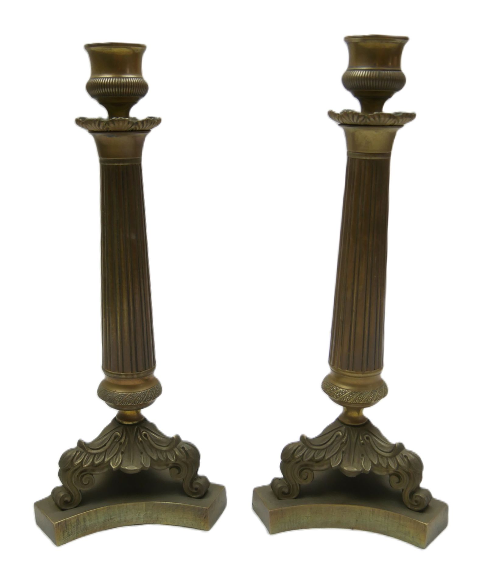 2er Set Kerzenhalter im Französischen Stil, wohl Messing. Höhe ca. 25 cm