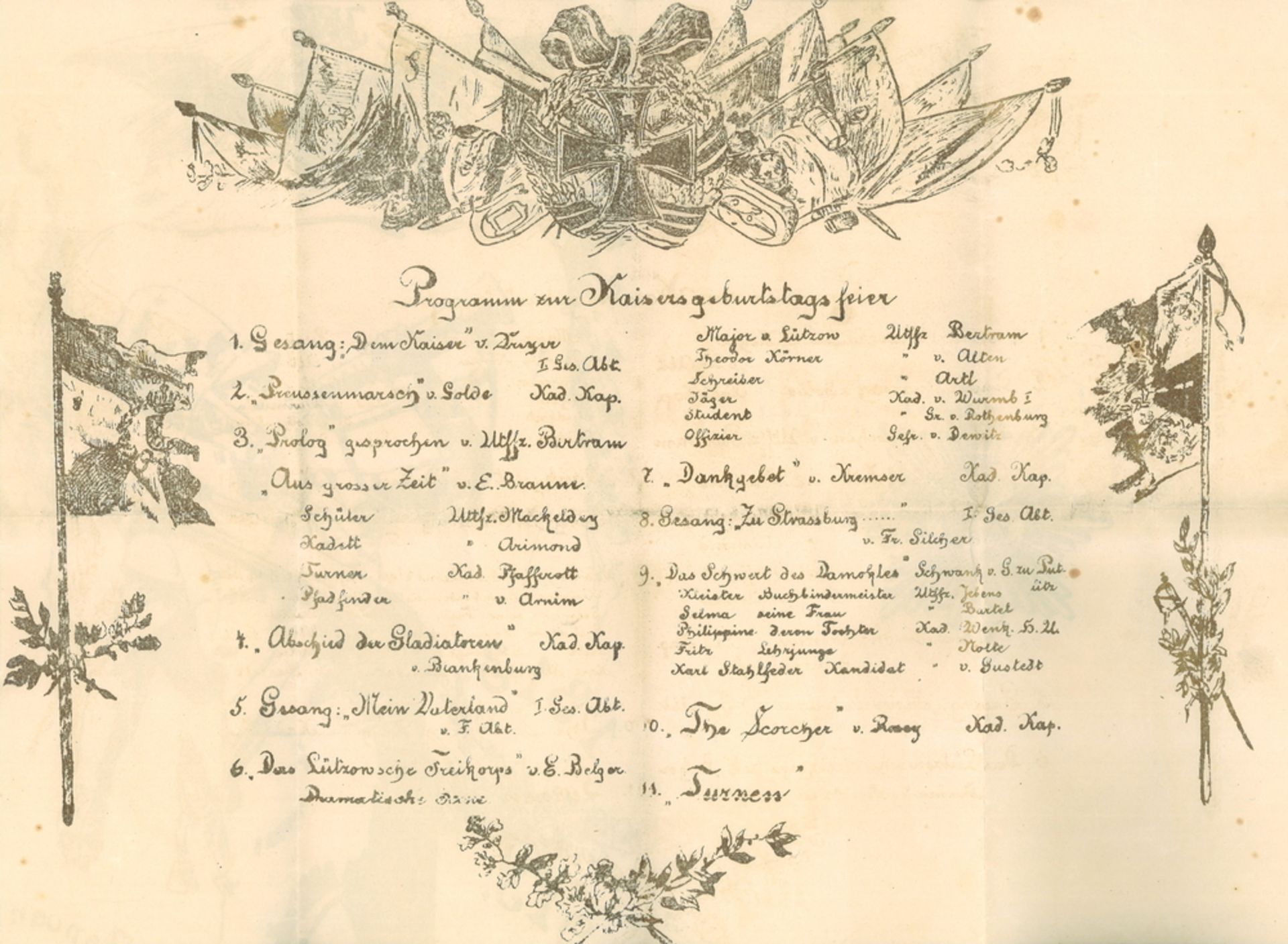 Original Programm zur Kaiser Geburtstagsfeier 25.1.1913 - Bild 2 aus 2