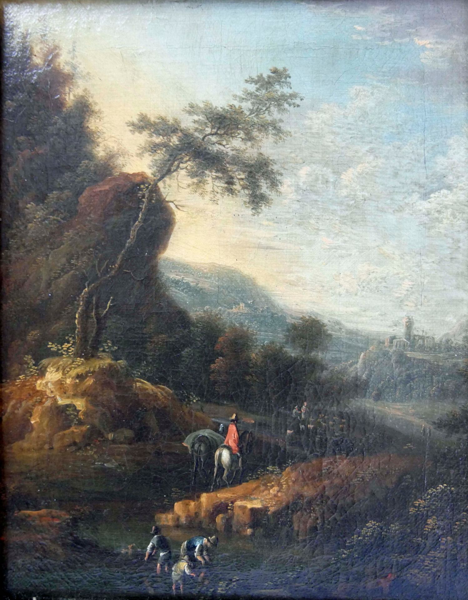 Ölgemälde "Edler Herr auf dem Weg zu seinem Anwesen", Johann Christian Vollerdt (1708-1769), im - Image 2 of 6