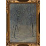 Georges ISTA (1874-1939). Ölgemälde auf Malkarton "Winterlandschaft" im goldenen Holzrahmen,