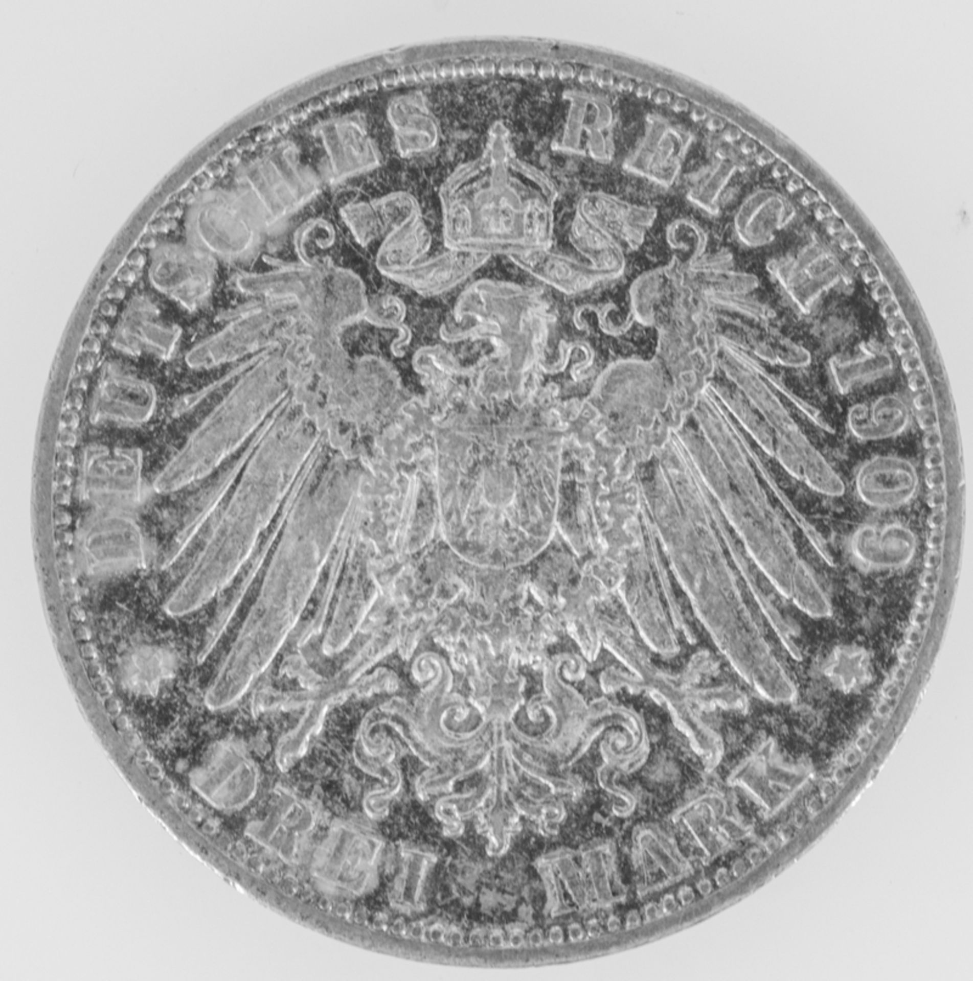 Deutsches Kaiserreich Württemberg 1909 F, 3 Mark - Silbermünze "Wilhelm II. - Koenig von - Bild 2 aus 2