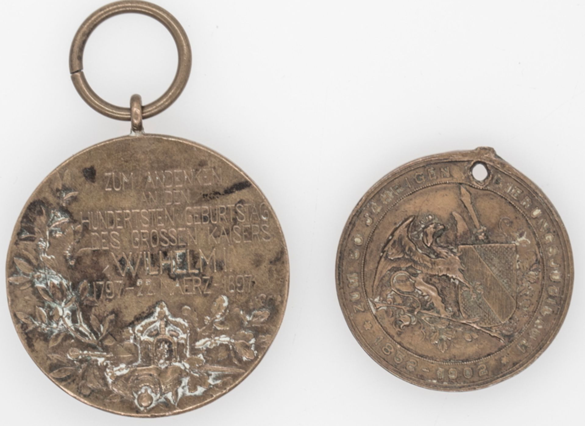 Deutsches Kaiserreich, tragbare Medaille zum 100. Geburtstag Wilhelm I. und Medaille zum 50 jährigen - Bild 2 aus 2