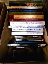 A box of assorted art reference books.