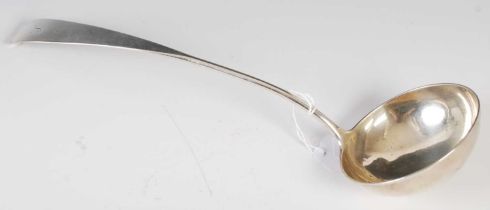 A George III Scottish silver soup ladle, Old English pattern with circular bowl by Robert Gray of