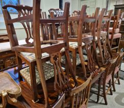A group of six 19th century mahogany dining chairs with needlework upholstered drop-in seat