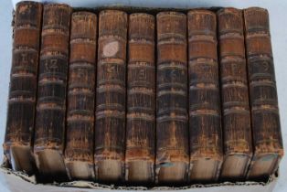 'The Works of Shakespeare' in nine volumes, leather bound, 1744, London.