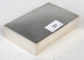 A Birmingham silver rectangular cigarette box, 14cm wide.