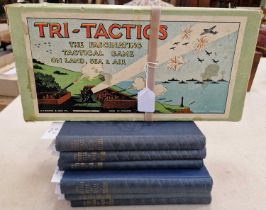 A vintage 'Tri-Tactics' board game, 'the fascinating tactical game of land, sea and air' by H. P.