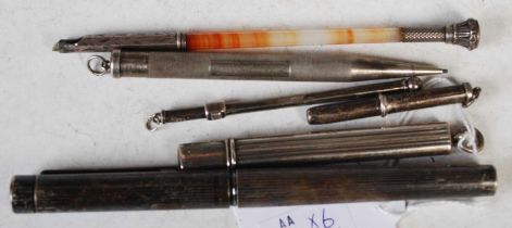 A Birmingham silver mounted pencil, makers mark of 'EB', a Sterling silver Sheaffer USA fountain pen