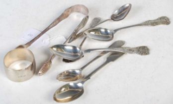 A collection of silver to include six assorted Scottish silver teaspoons, various makers and