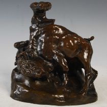 After Charles Marion Russell (1864 - 1926), a bronze figure of a buffalo, signed in the bronze 'CM