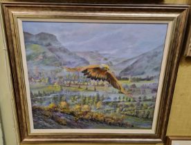 ARR E. Timms (Contemporary) Golden Eagle in flight oil on canvas, signed lower left 58.5cm x 68.5cm,