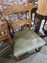 A group of furniture comprising a 19th century oval nest of three tables, a blonde wood gossip