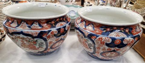 A pair of Japanese Imari jardinieres, 19th century.