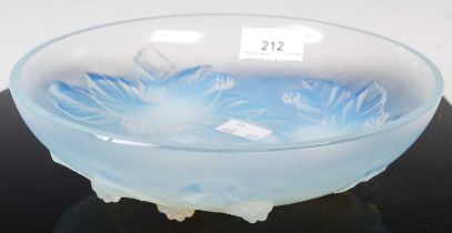 Sabino, Paris, an opalescent clear and frosted glass bowl moulded with brambles and foliage, 20.