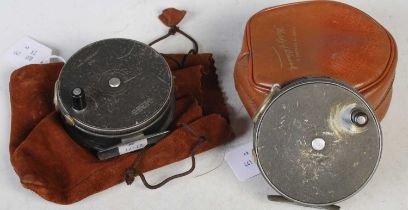 Fishing interest: Hardy Bros. Ltd, the 'Perfect 3⅞' fishing reel in brown leather bag, together with