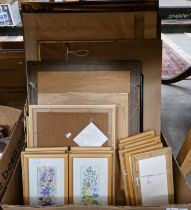 Box - decorative pictures, prints and engravings of various subject matter to include botanics,
