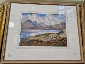 ARR Stirling Gillespie (1908-1993) Elgol Landscape, Skye and the Cuillins watercolour, signed