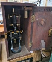 A J. Swift & Son London brass mounted microscope inscribed 'ARMY', in original fitted case of