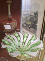 A group of glassware to include an early 20th century Italian glass sweetmeat dish worked in