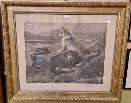 After Edwin Landseer RA On the Lookout (collie dogs) black and white print inscribed and bearing
