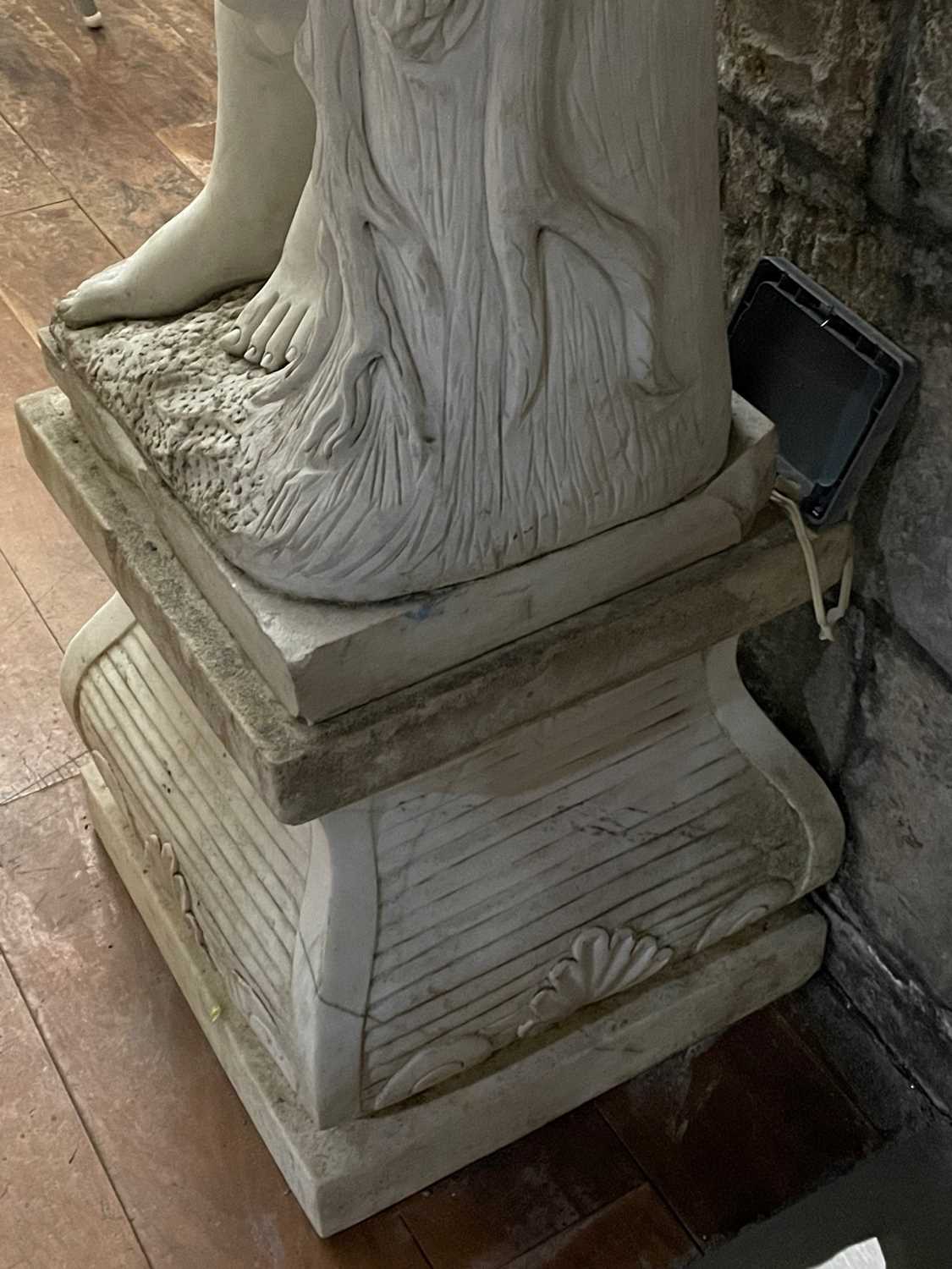 A pair of white marble figure groups, 20th century, both carved as classical maidens, semi-clad, one - Image 2 of 15