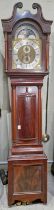 A late 19th century mahogany longcase clock, Alex Low, Arbroath, the hood with broken swan neck