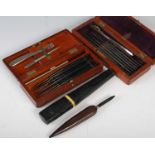 Medical interest: two antique mahogany cased lancet/ scalpel sets, together with a Joseph Roger