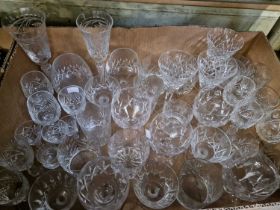 A box of assorted glassware.