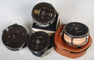 Fishing interest: four Farlow's London fishing reels, to include one 'Python 4" N' reel, and