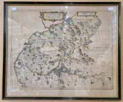 After Blaeu, the middle-part of Galloway, a hand-coloured map, sheet size 48cm x 58cm, framed and