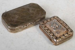 Two antique silver vinaigrettes, one of rectangular form with canted angles, hallmarks Birmingham