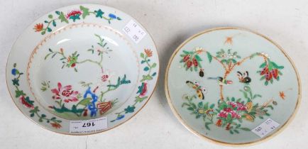 Two pieces of Chinese porcelain, Qing Dynasty, to include an 18th century famille rose dish