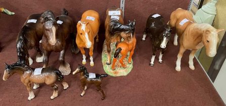 A collection of six assorted Beswick horse figures, together with two others.