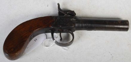 A 19th century small hand-held percussion muff pistol, 18.5cm long.