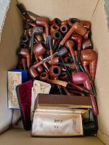 A box of assorted wooden tobacco pipes to include examples by F&T, Comoy's, Barclay-Rex New York,