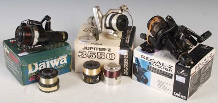 Fishing interest - a group of three boxed Daiwa reels to include a Regal-Z4050BR reel; a Jupiter-