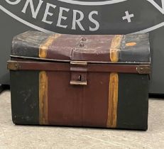 A Japanned metal trunk, 55cm wide.