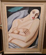 After Tamara De Lempica The Dream oil on board framed, 86cm x 69cm