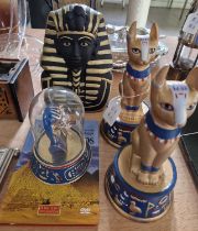 A group of Egyptian themed items comprising a limited-edition Franklin Mint hand-painted mask of