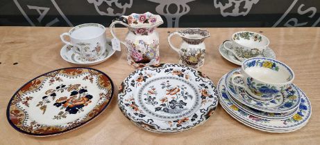 A collection of Masons Ironstone to include a Brocade pattern jug, an Ascot pattern jug, a