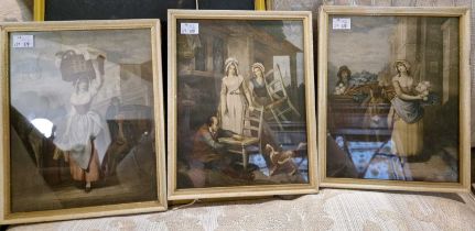 A group of six framed prints to include three from the 'Cries of London' series, an engraving of