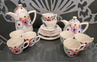 A Clarice Cliff Newport Pottery Co England, Anemone pattern part tea set.