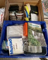 Fishing Interest - a box of assorted fishing items to include hooks, weights, a Sea-Angler rig