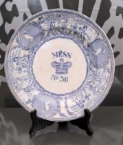 Nautical Interest - A Victorian Royal Navy blue and white transfer printed mess plate, No.36, the