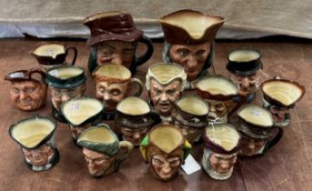 A group of eighteen Royal Doulton character jugs comprising 'Uncle Tom Cobbleigh D6337', 'Vicar of