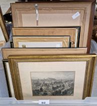 A collection of ten hand-coloured prints and engravings comprising Holyrood Palace and chapel, Leith