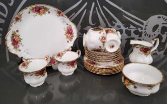 A Royal Albert Old Country Roses part tea set.